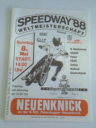 Speedway weltmeisterschaft - speedway'88,